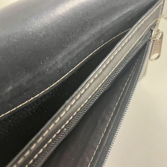 ESPRIT Womens Black Faux Leather Tri-Fold Wallet VTG 90s 12 Card Holder Photo ID - Picture 8 of 16